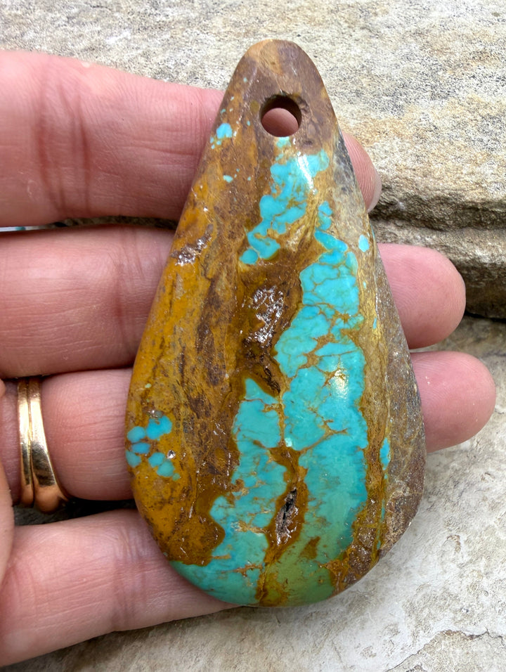 Kingman Turquoise (Arizona) HUGE Large Hole Focal Pendant