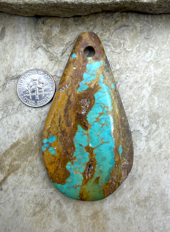 Kingman Turquoise (Arizona) HUGE Large Hole Focal Pendant