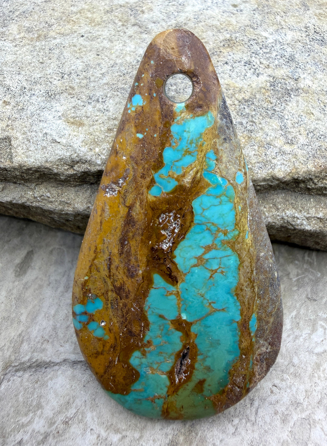 Kingman Turquoise (Arizona) HUGE Large Hole Focal Pendant