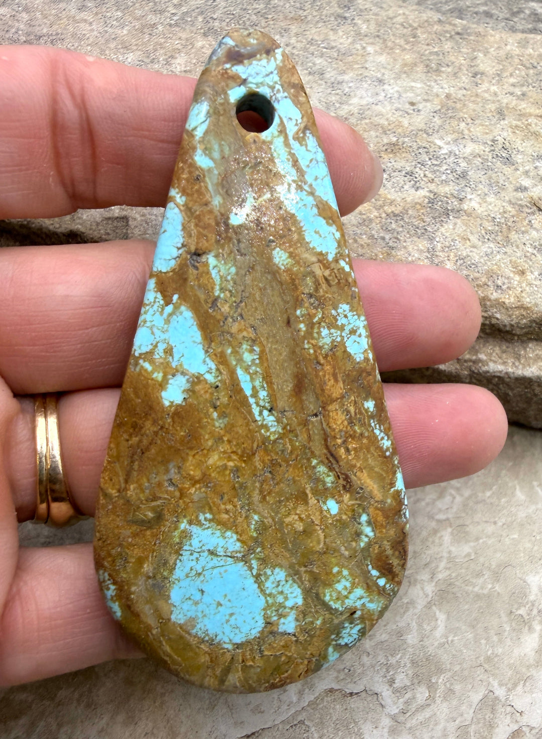 Kingman Turquoise (Arizona) HUGE Large Hole Focal Pendant
