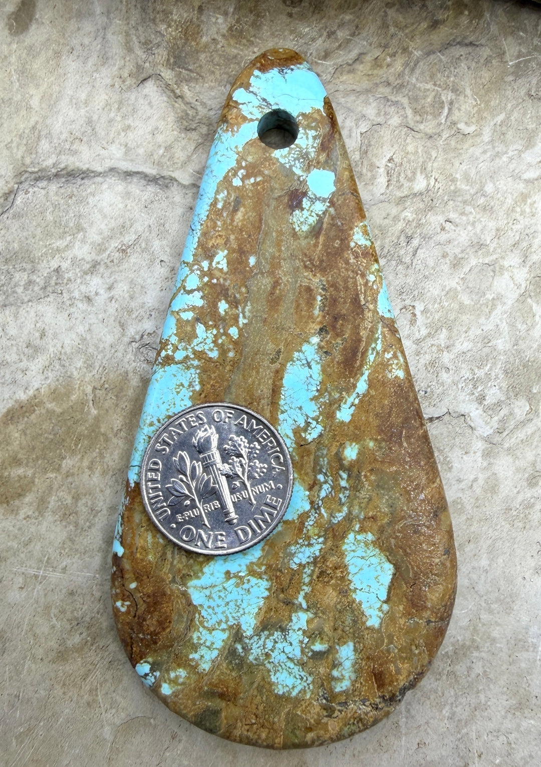 Kingman Turquoise (Arizona) HUGE Large Hole Focal Pendant