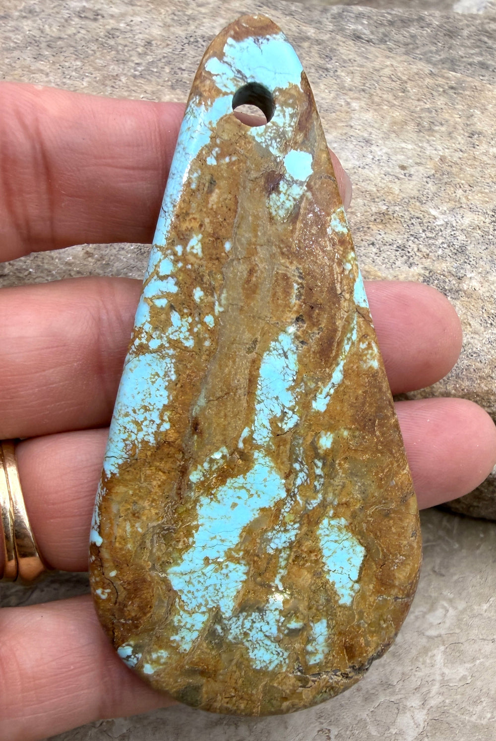 Kingman Turquoise (Arizona) HUGE Large Hole Focal Pendant