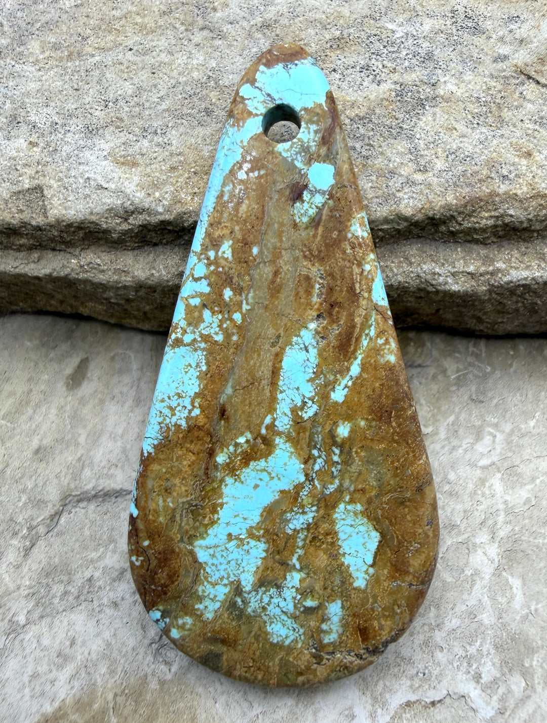 Kingman Turquoise (Arizona) HUGE Large Hole Focal Pendant