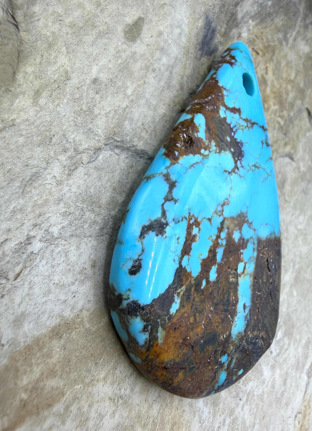 Kingman Turquoise (Arizona) HUGE (Large Hole) Focal Pendant