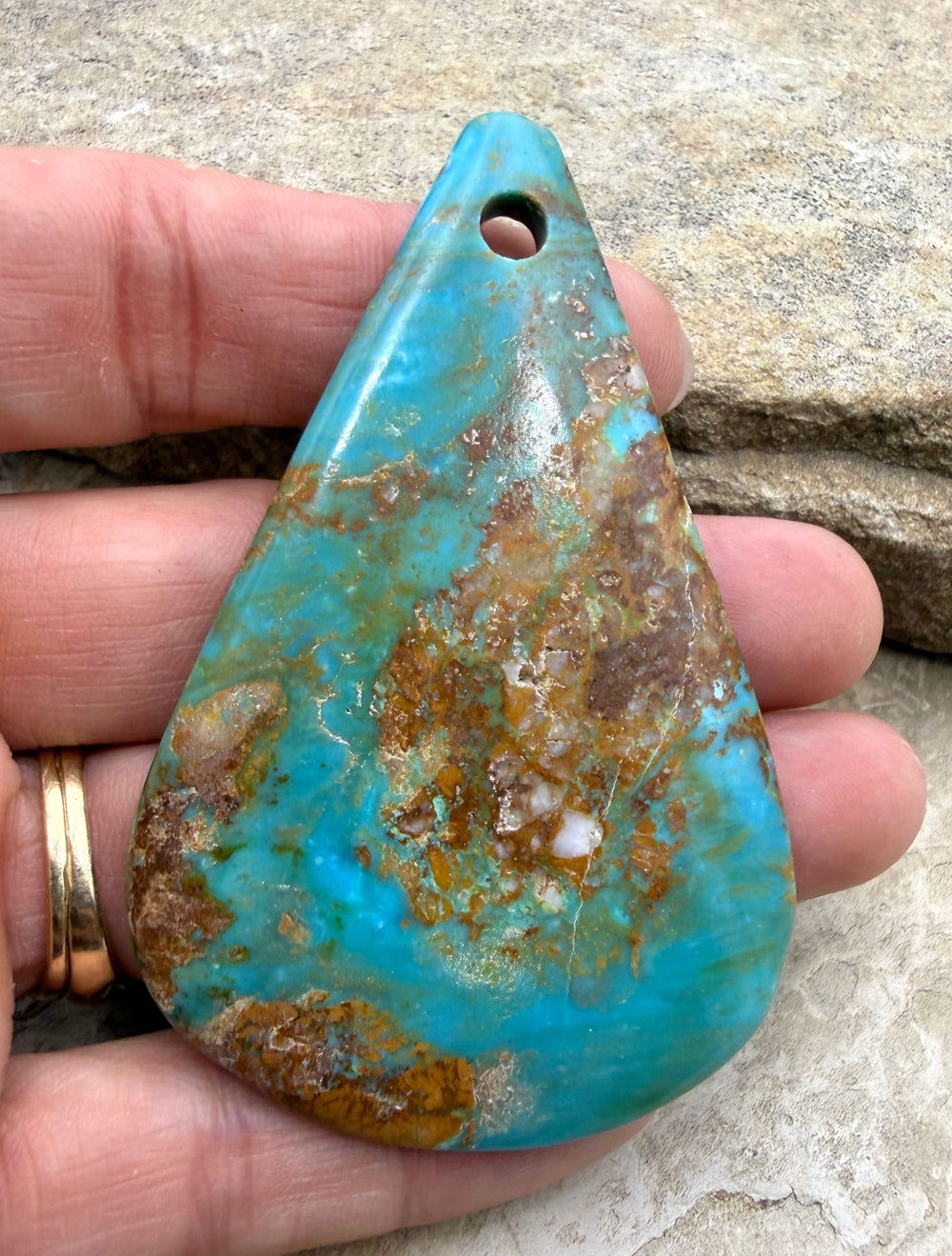 Kingman Turquoise (Arizona) HUGE Large Hole Focal Pendant