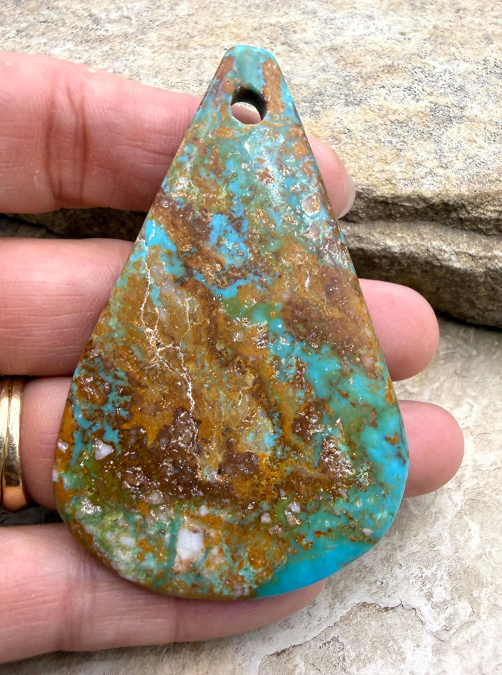 Kingman Turquoise (Arizona) HUGE Large Hole Focal Pendant