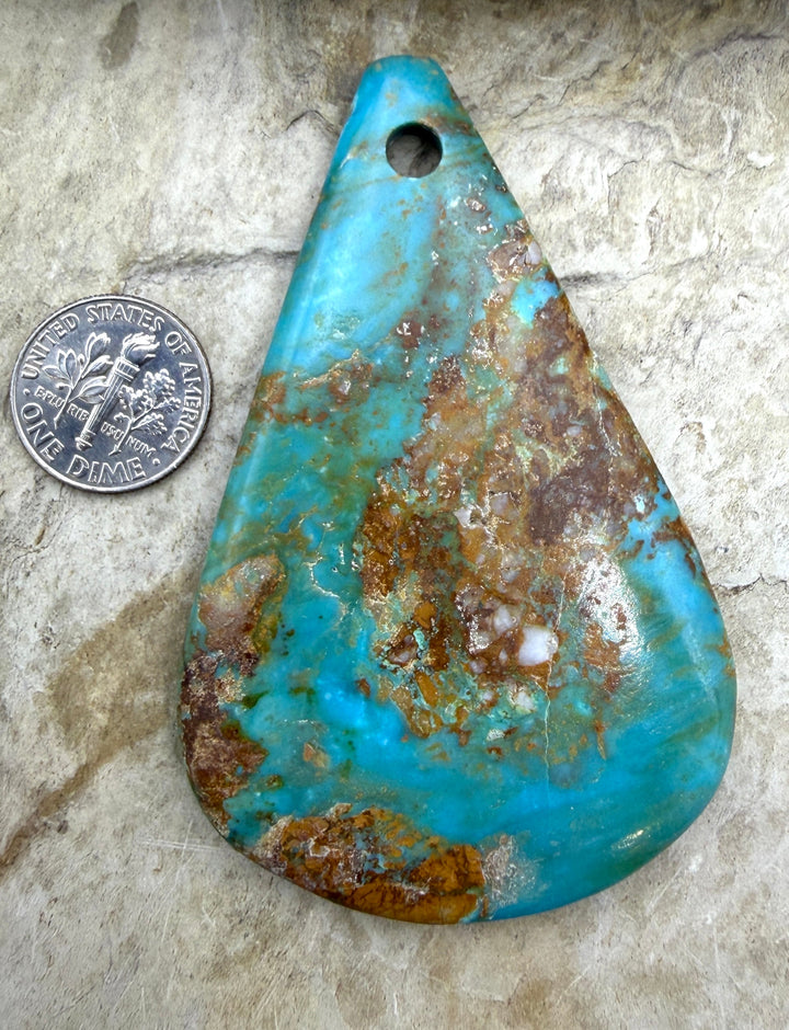 Kingman Turquoise (Arizona) HUGE Large Hole Focal Pendant