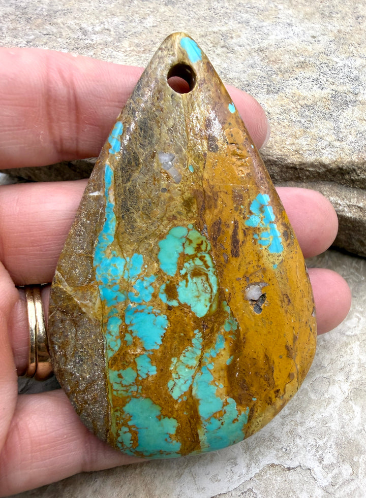 Kingman Turquoise (Arizona) HUGE Large Hole Focal Pendant