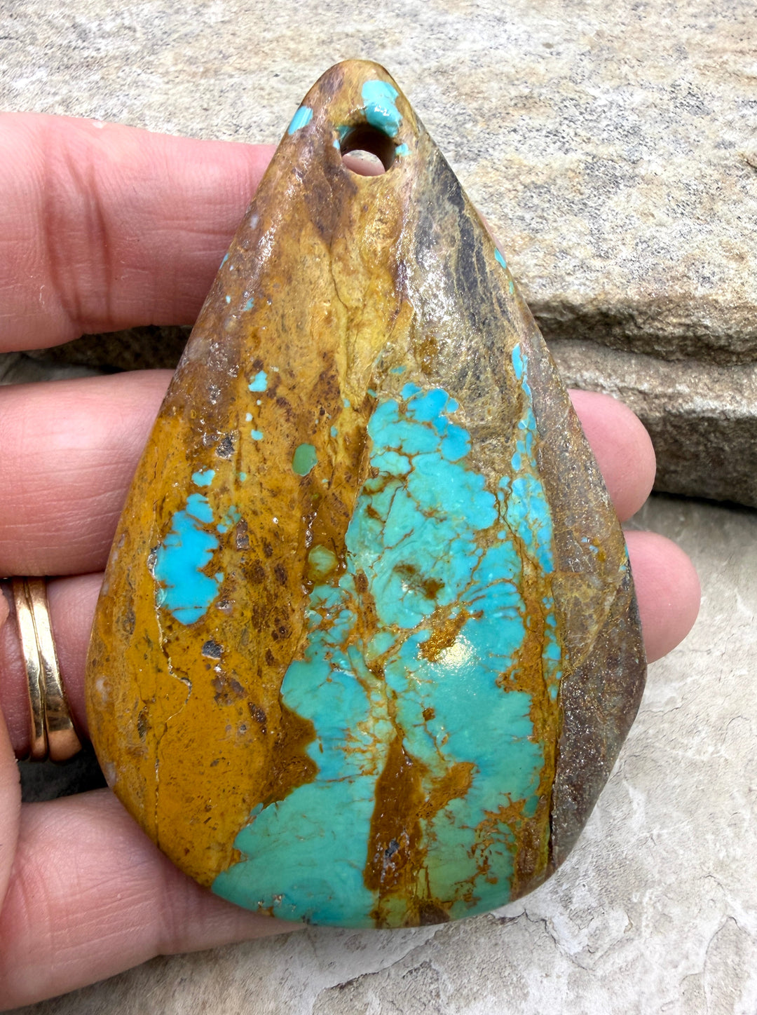 Kingman Turquoise (Arizona) HUGE Large Hole Focal Pendant