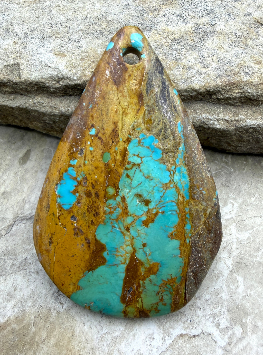 Kingman Turquoise (Arizona) HUGE Large Hole Focal Pendant