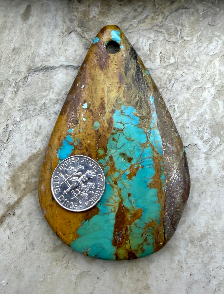 Kingman Turquoise (Arizona) HUGE Large Hole Focal Pendant