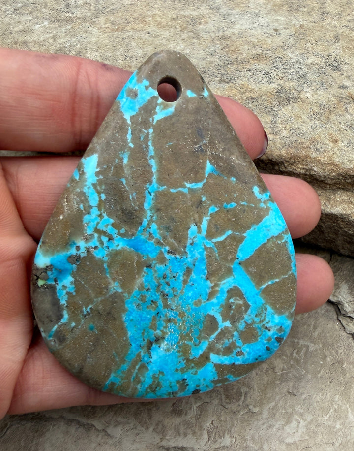 Kingman Turquoise (Arizona) HUGE Large Hole Focal Pendant