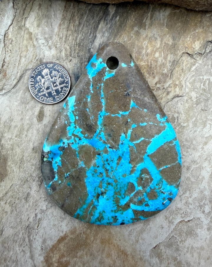 Kingman Turquoise (Arizona) HUGE Large Hole Focal Pendant