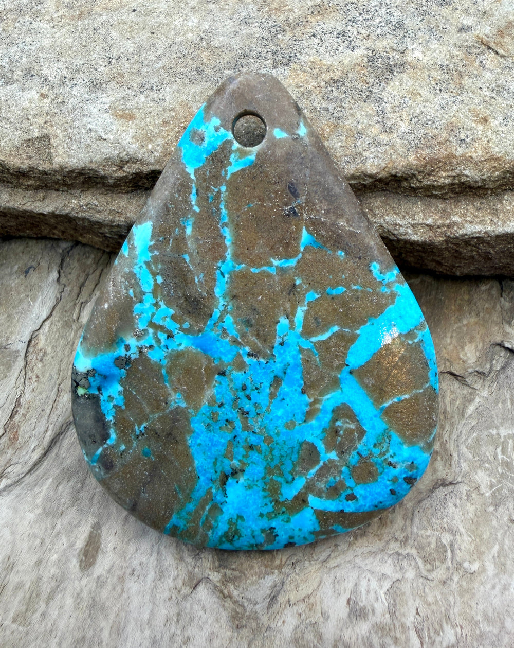 Kingman Turquoise (Arizona) HUGE Large Hole Focal Pendant