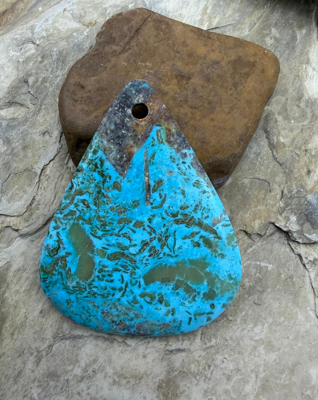 Kingman Turquoise (Arizona) HUGE (Large Hole) Focal Pendant