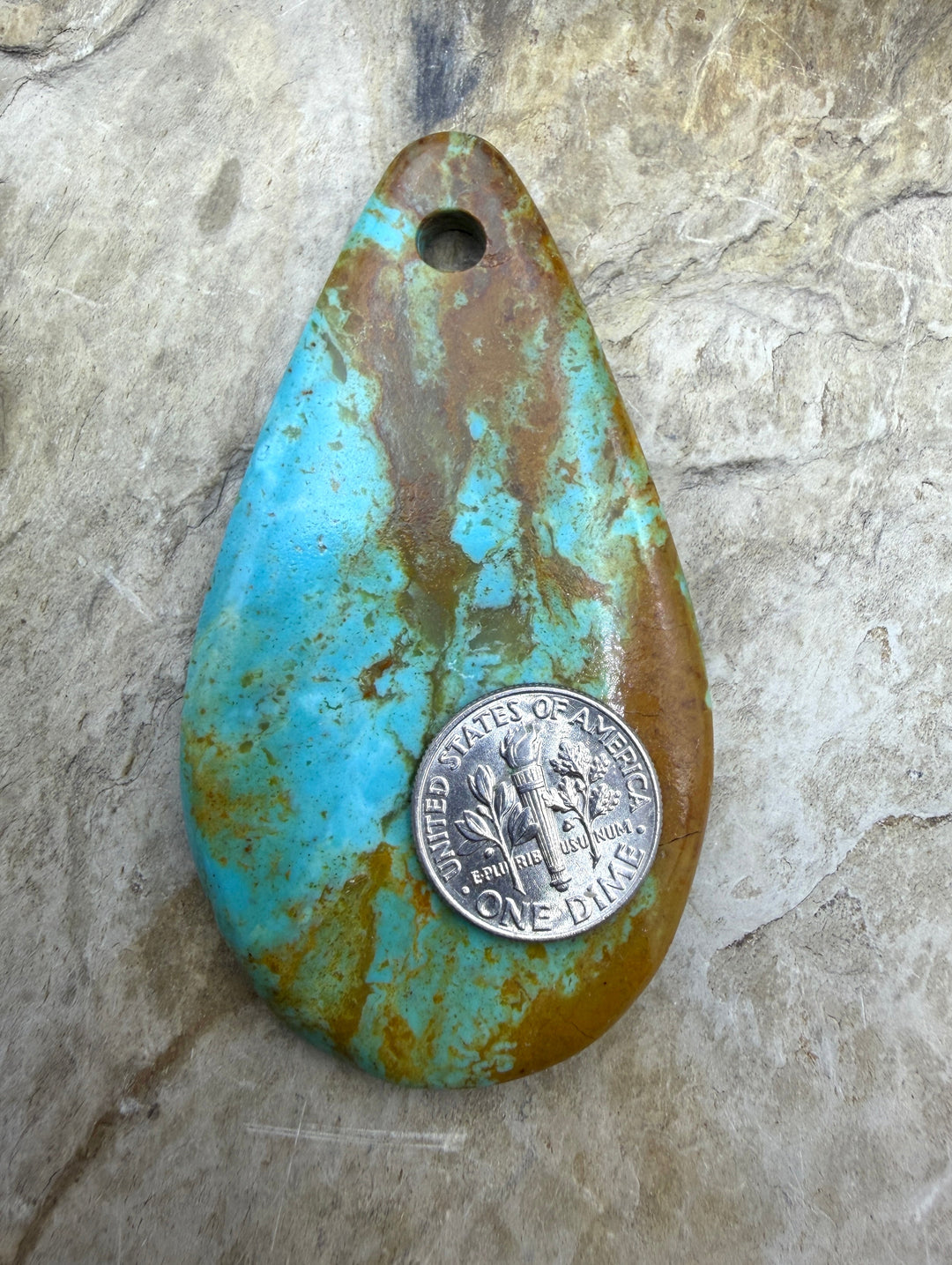 Kingman Turquoise (Arizona) (Large Hole) BIG Focal Pendant
