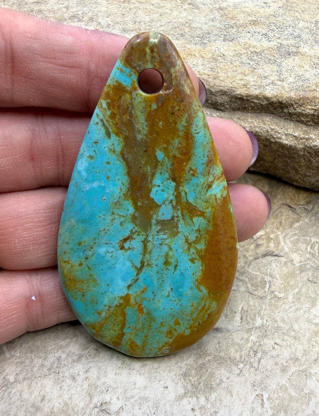 Kingman Turquoise (Arizona) (Large Hole) BIG Focal Pendant
