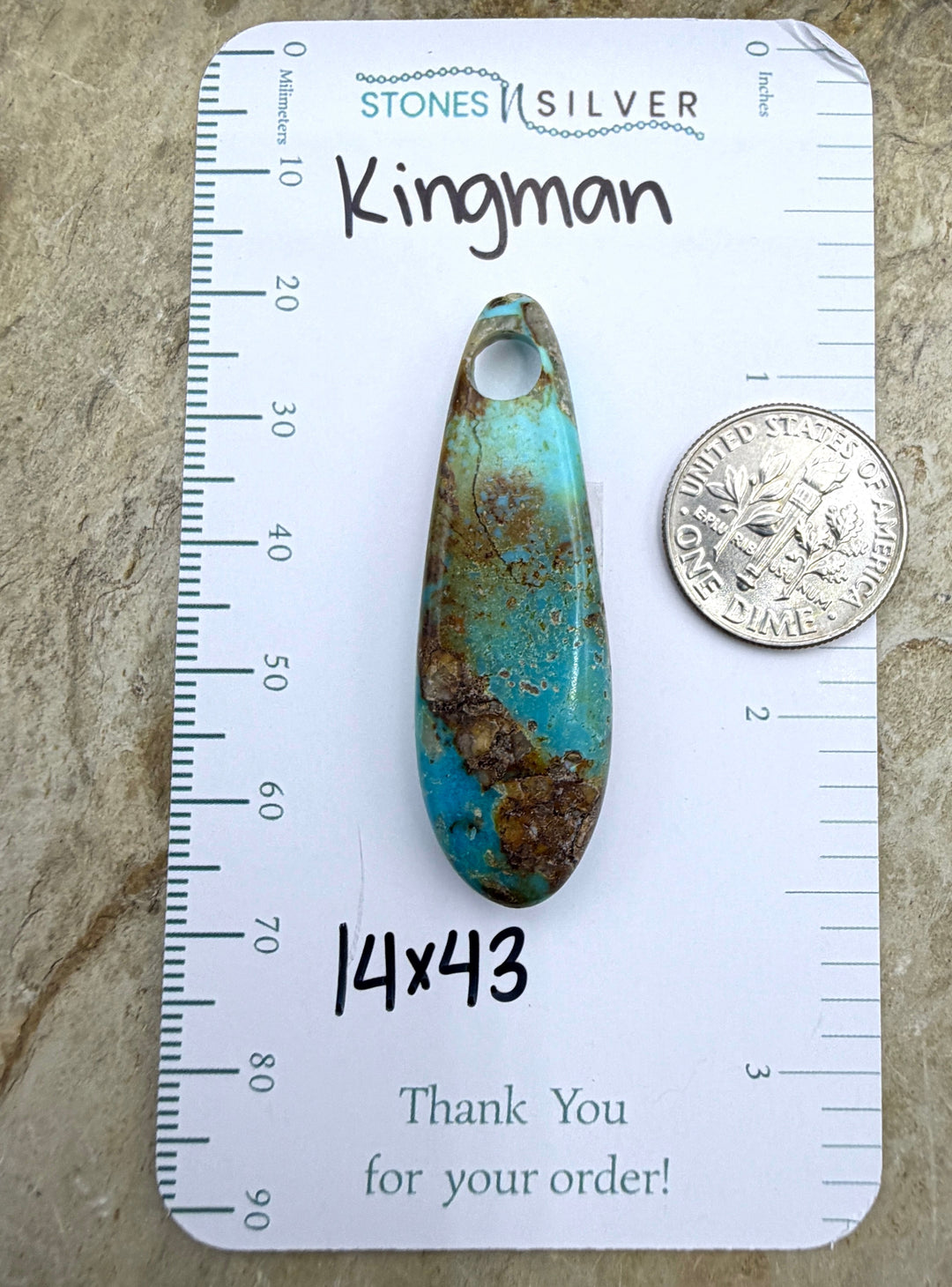 Kingman Turquoise (Arizona) Large Hole Focal Pendant Bead