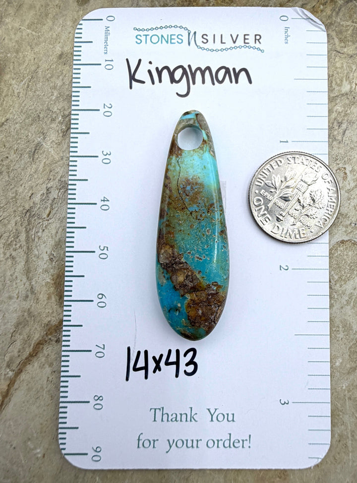Kingman Turquoise (Arizona) Large Hole Focal Pendant Bead