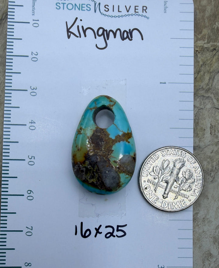 Kingman Turquoise (Arizona) (Large Hole) Focal Pendant Bead