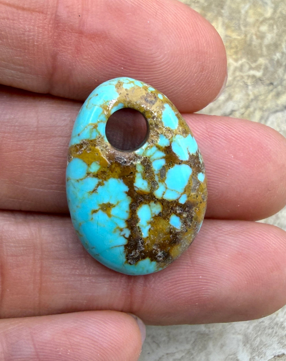 Kingman Turquoise (Arizona) (Large Hole) Focal Pendant Bead