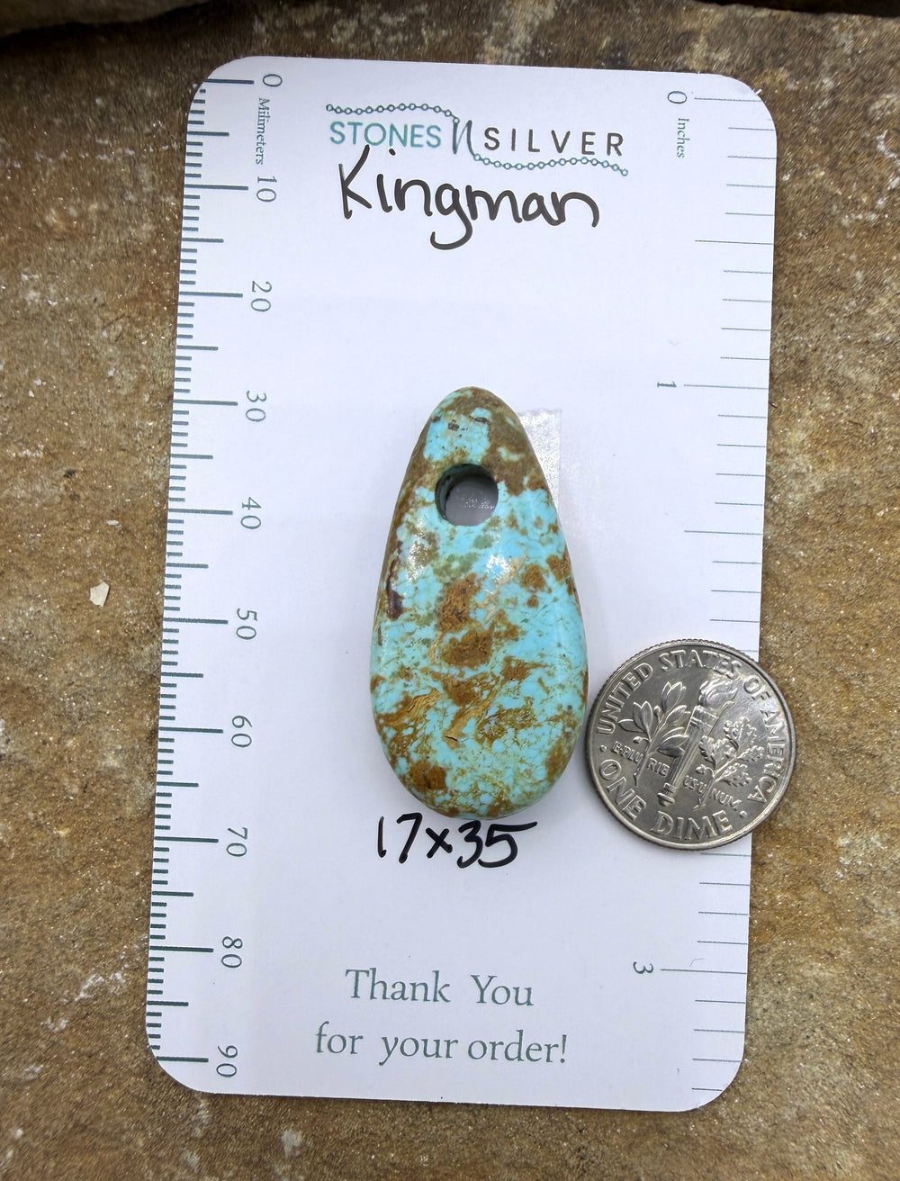 Kingman Turquoise (Arizona) (Large Hole) Focal Pendant Bead