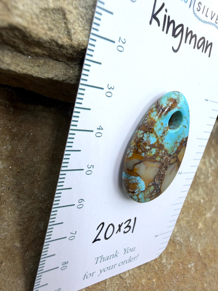 Kingman Turquoise (Arizona) (Large Hole) Focal Pendant Bead