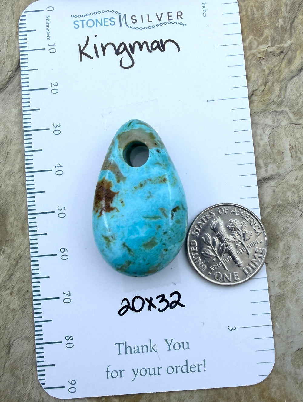 Kingman Turquoise (Arizona) (Large Hole) Focal Pendant Bead