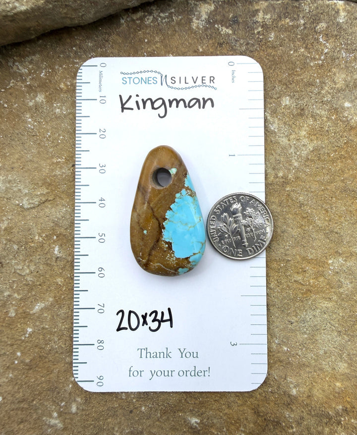 Kingman Turquoise (Arizona) (Large Hole) Focal Pendant Bead