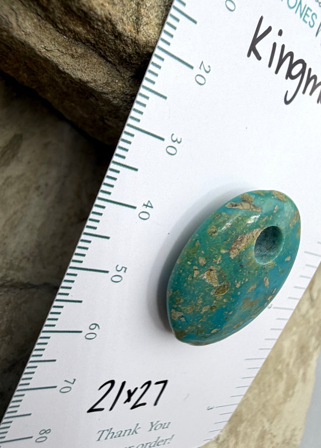Kingman Turquoise (Arizona) Large Hole Focal Pendant Bead