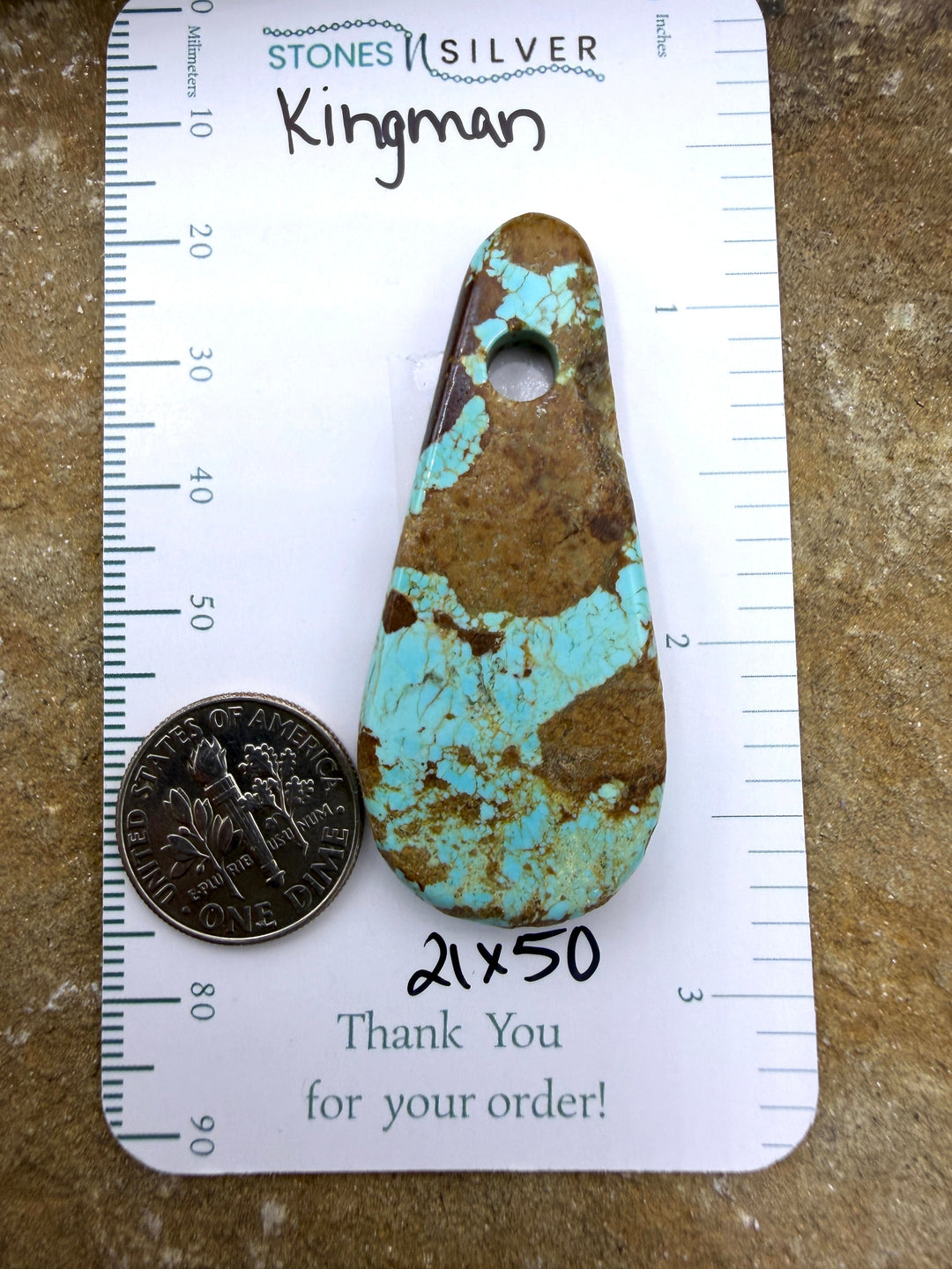 Kingman Turquoise (Arizona) (Large Hole) Focal Pendant Bead