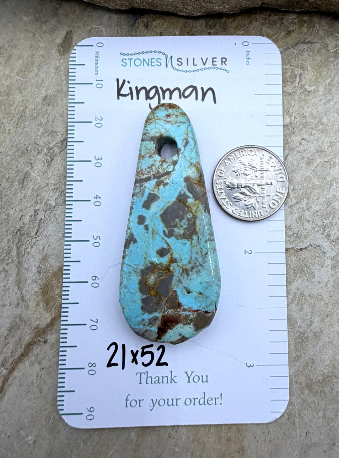 Kingman Turquoise (Arizona) Large Hole Focal Pendant Bead