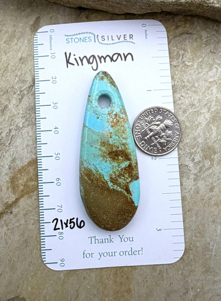 Kingman Turquoise (Arizona) Large Hole Focal Pendant Bead