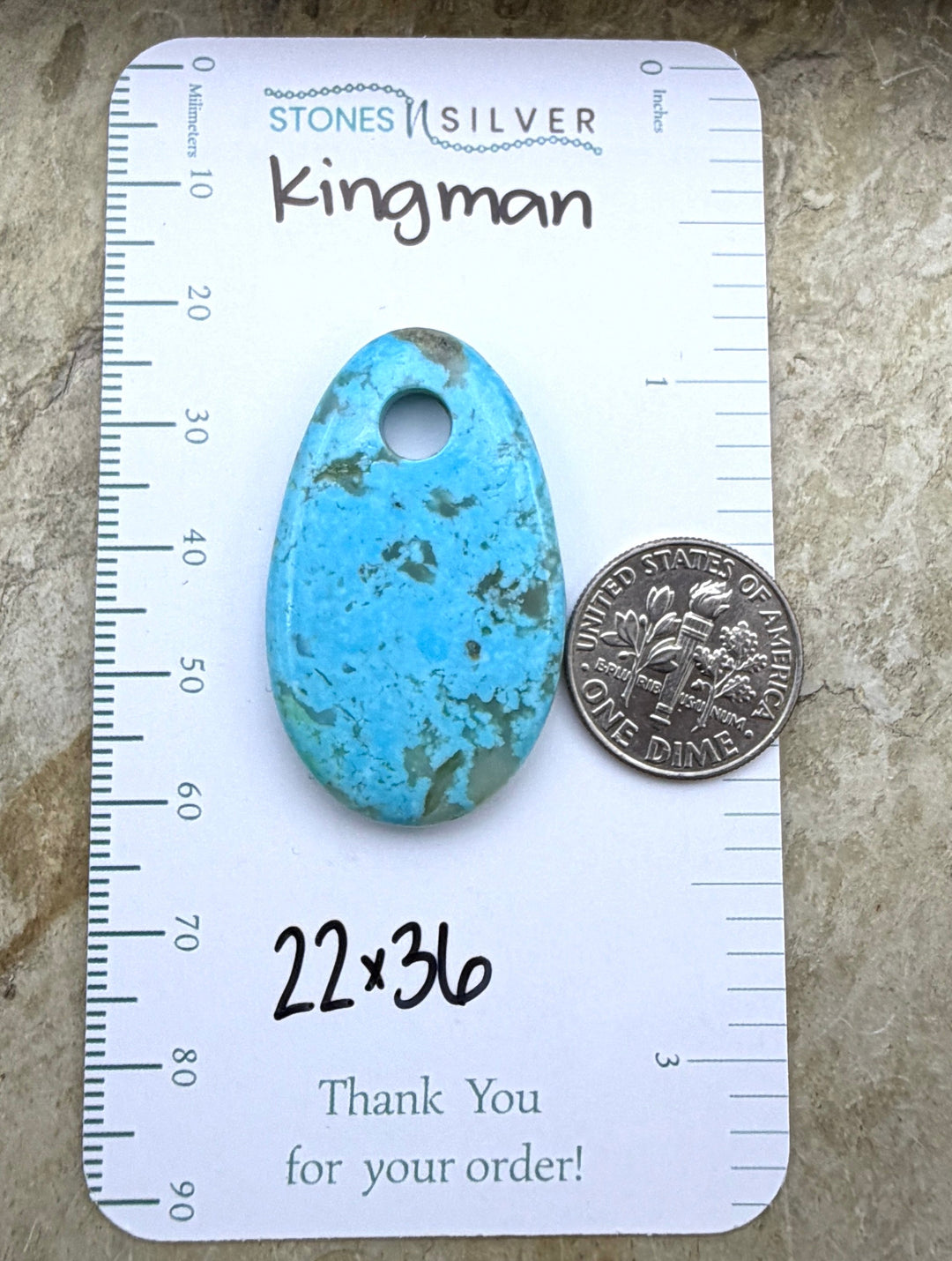 Kingman Turquoise (Arizona) Large Hole Focal Pendant Bead