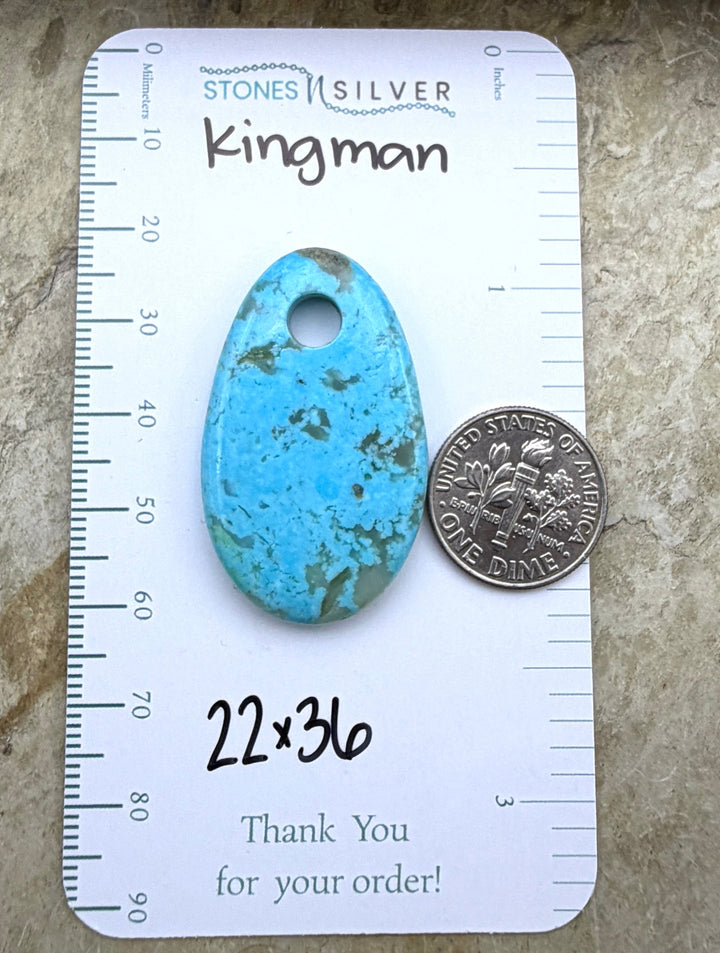 Kingman Turquoise (Arizona) Large Hole Focal Pendant Bead