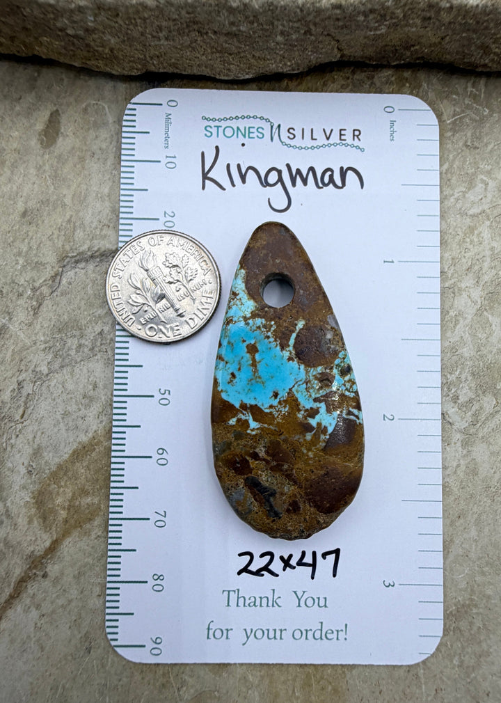 Kingman Turquoise (Arizona) Large Hole Focal Pendant Bead