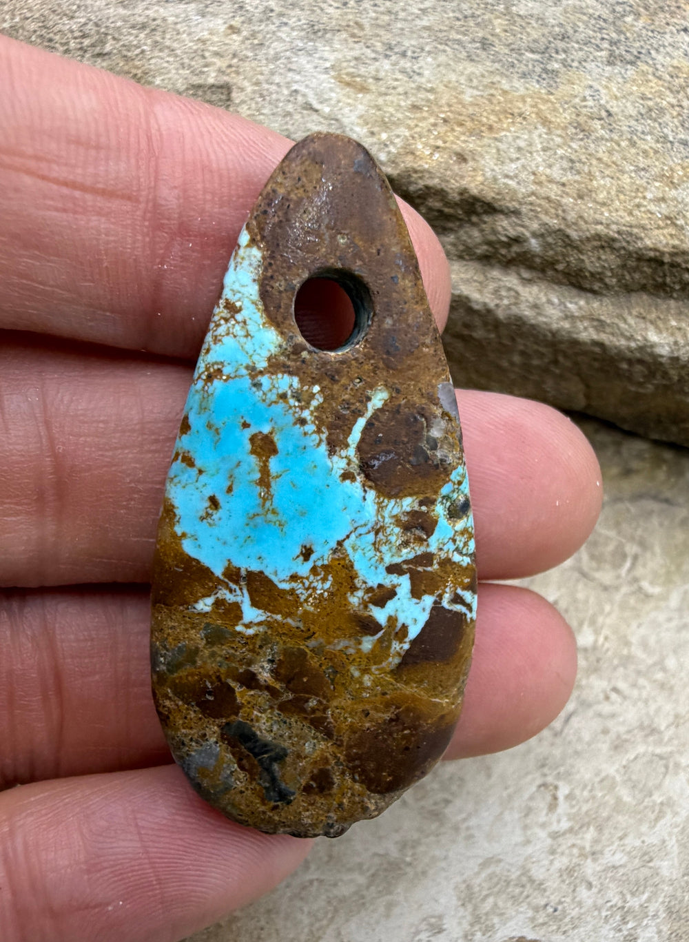 Kingman Turquoise (Arizona) Large Hole Focal Pendant Bead