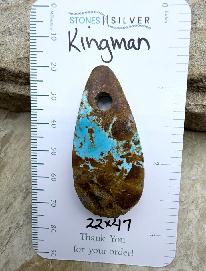 Kingman Turquoise (Arizona) Large Hole Focal Pendant Bead