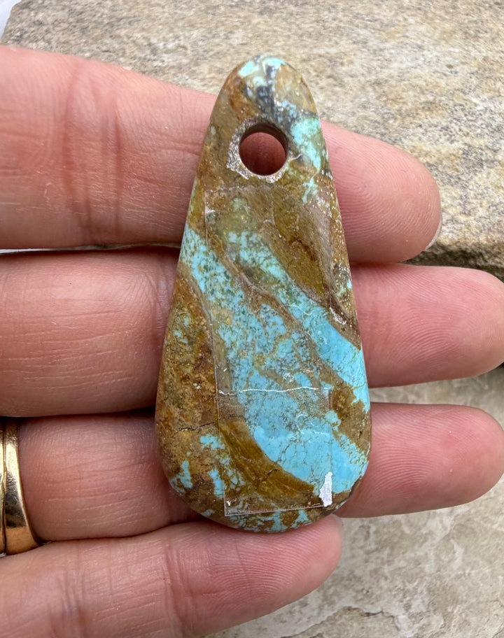 Kingman Turquoise (Arizona) Large Hole Focal Pendant Bead