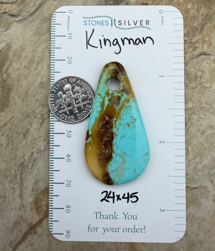 Kingman Turquoise (Arizona) Large Hole Focal Pendant Bead