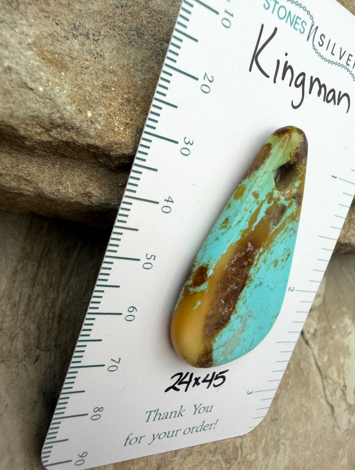 Kingman Turquoise (Arizona) Large Hole Focal Pendant Bead