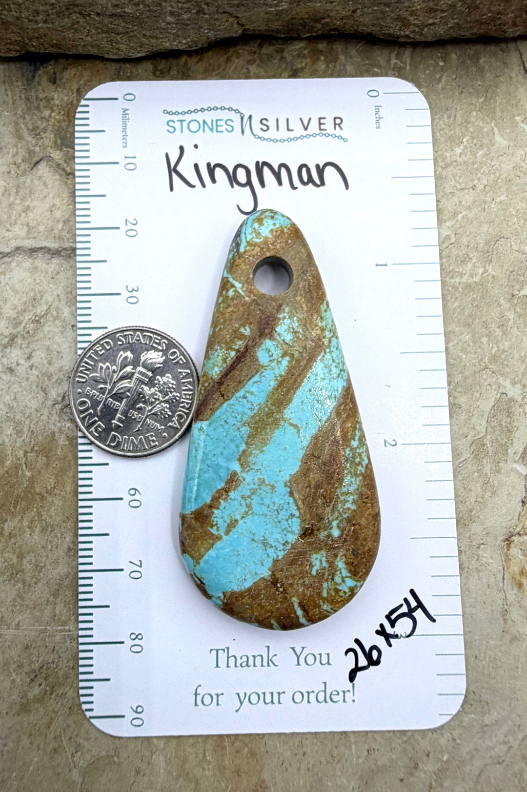 Kingman Turquoise (Arizona) Large Hole Focal Pendant Bead
