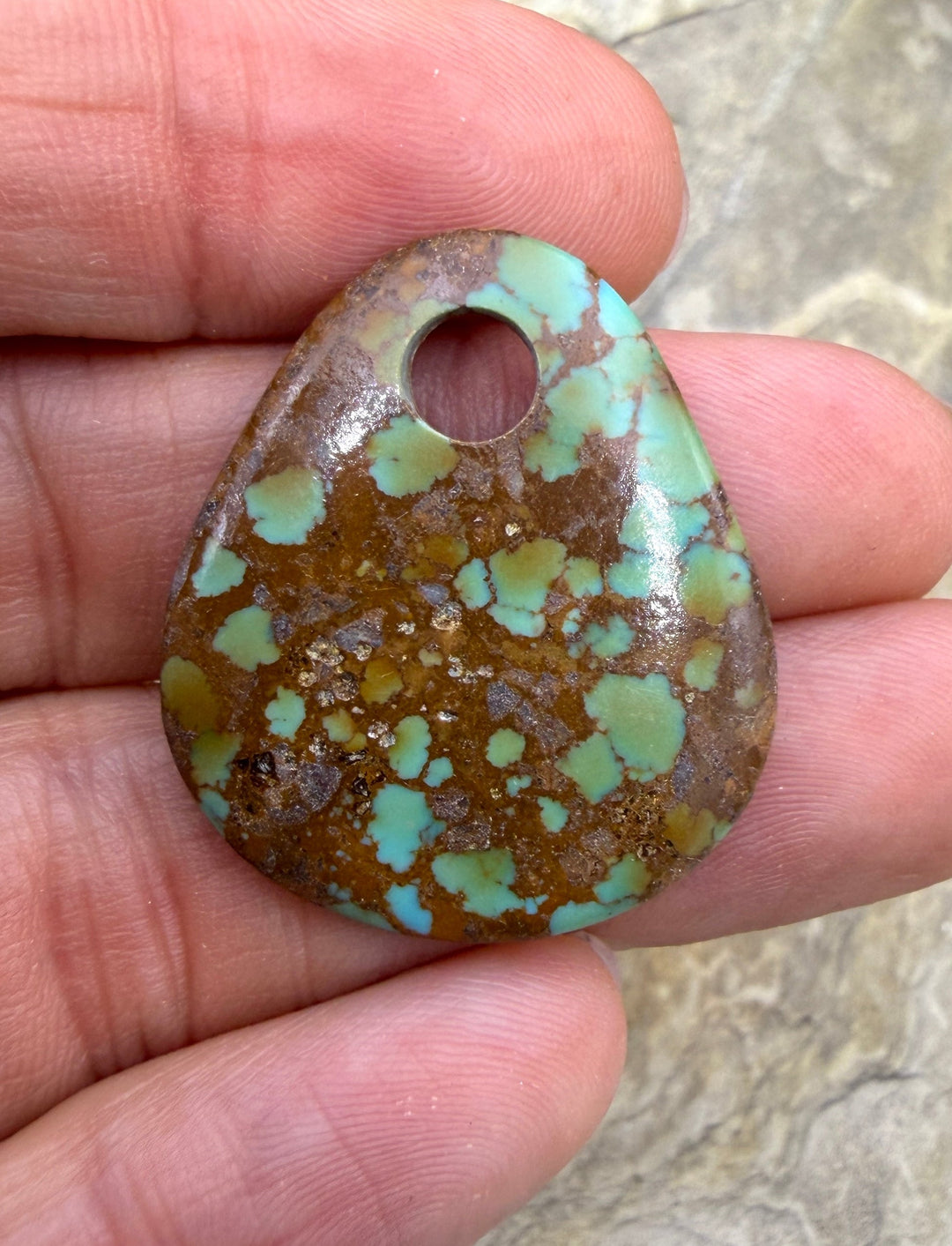 Kingman Turquoise (Arizona) (Large Hole) Focal Pendant Bead, 25x30mm