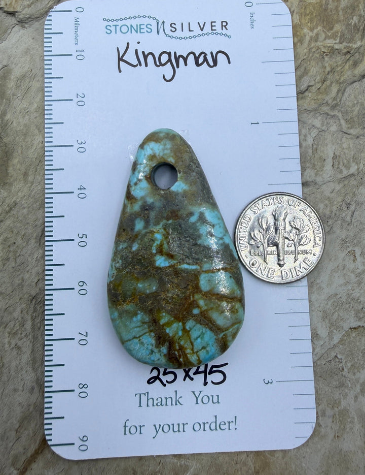 Kingman Turquoise (Arizona) (Large Hole) Focal Pendant Bead