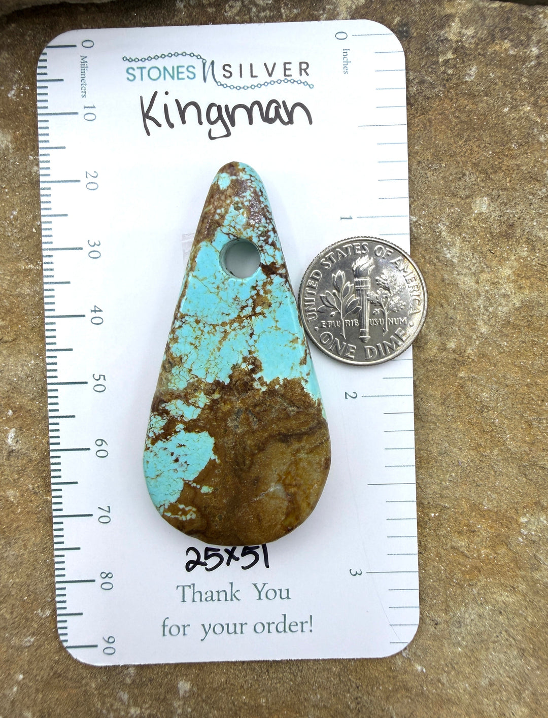 Kingman Turquoise (Arizona) (Large Hole) Focal Pendant Bead
