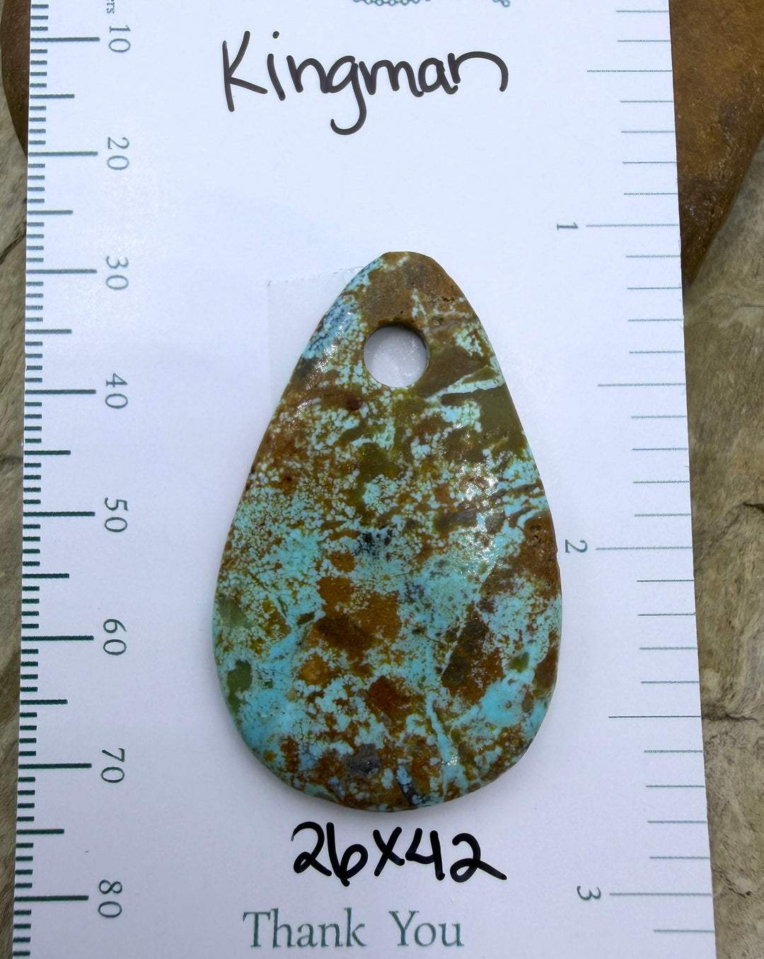 Kingman Turquoise (Arizona) (Large Hole) Focal Pendant Bead