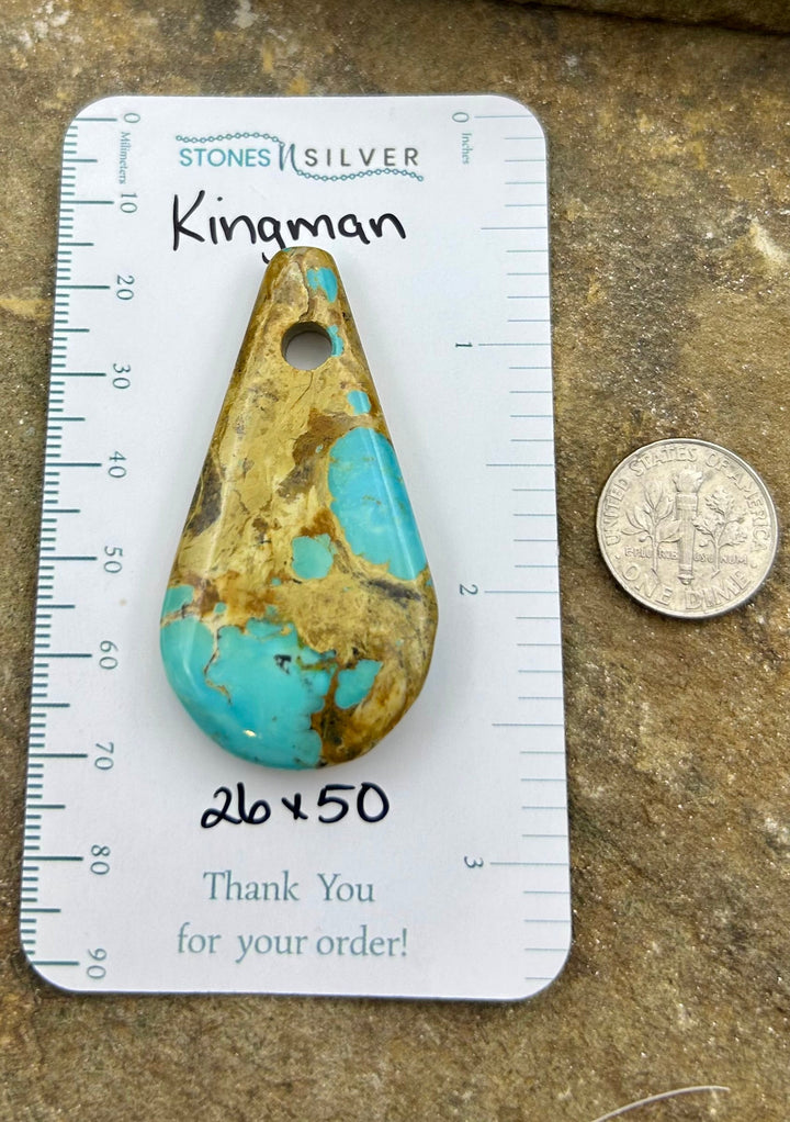 Kingman Turquoise (Arizona) (Large Hole) Focal Pendant Bead