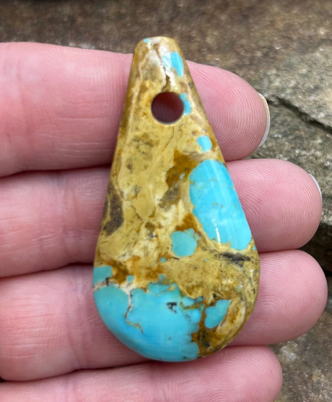 Kingman Turquoise (Arizona) (Large Hole) Focal Pendant Bead
