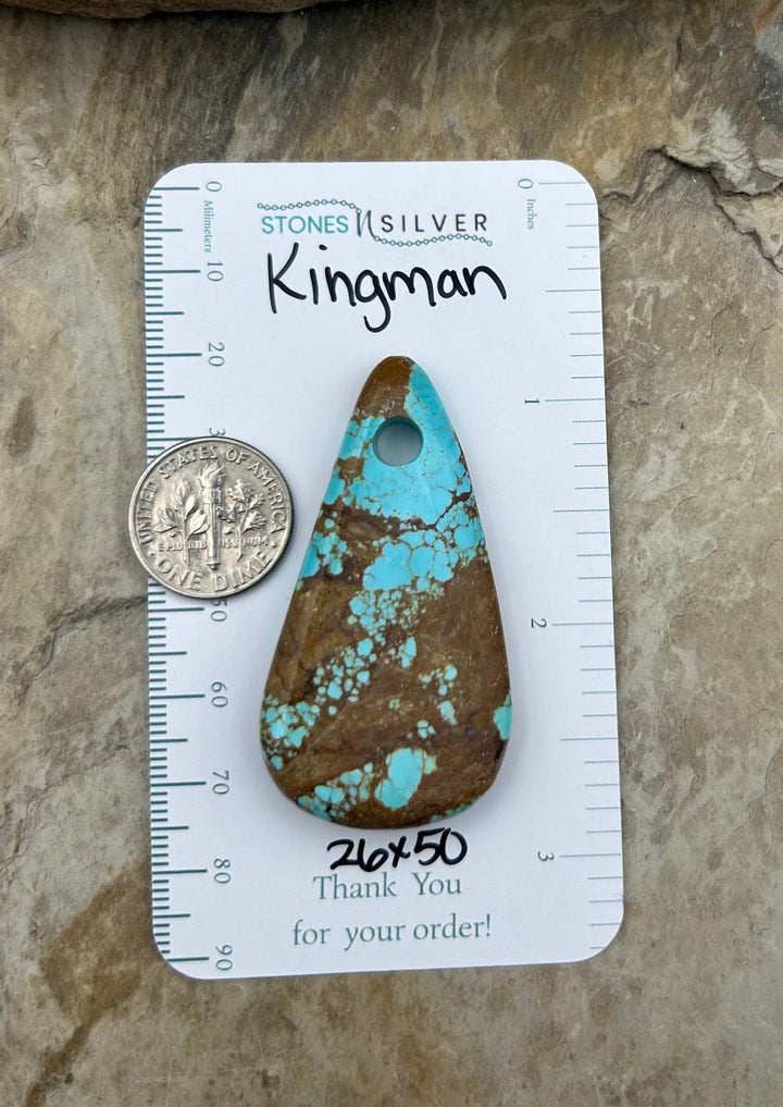 Kingman Turquoise (Arizona) Large Hole Focal Pendant Bead
