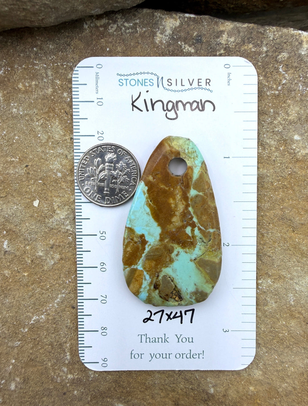 Kingman Turquoise (Arizona) (Large Hole) Focal Pendant Bead